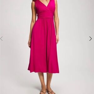 Soma Fuchsia Sleeveless V-Neck Midi Dress